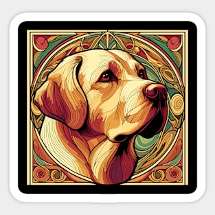 Golden Retriever - Beloved Breed In Art Nouveau Style Sticker